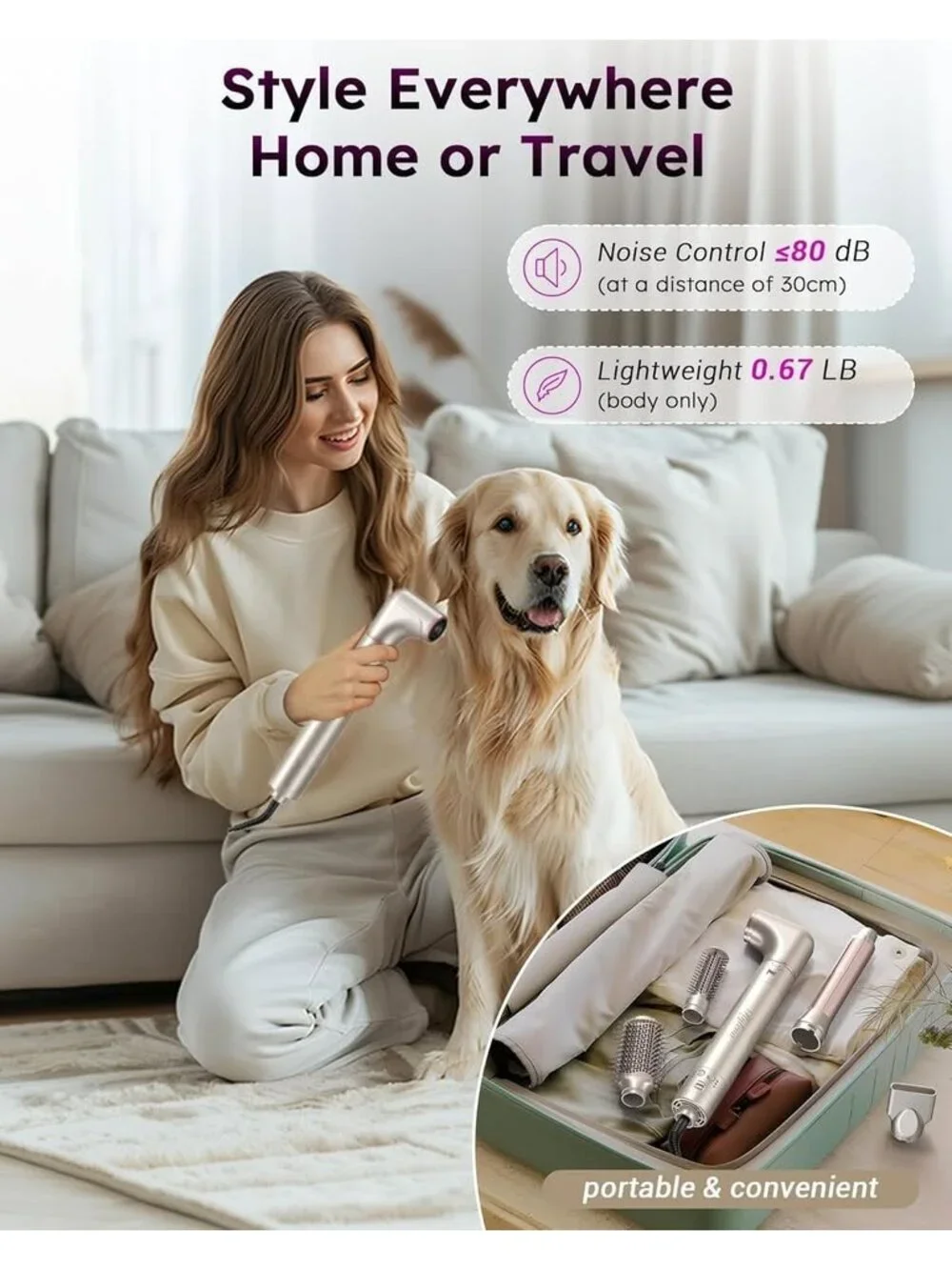 NEW 8-in-1 Air Styler Hair Dryer Brush w Auto-Wrap Curlers No Heat Damage